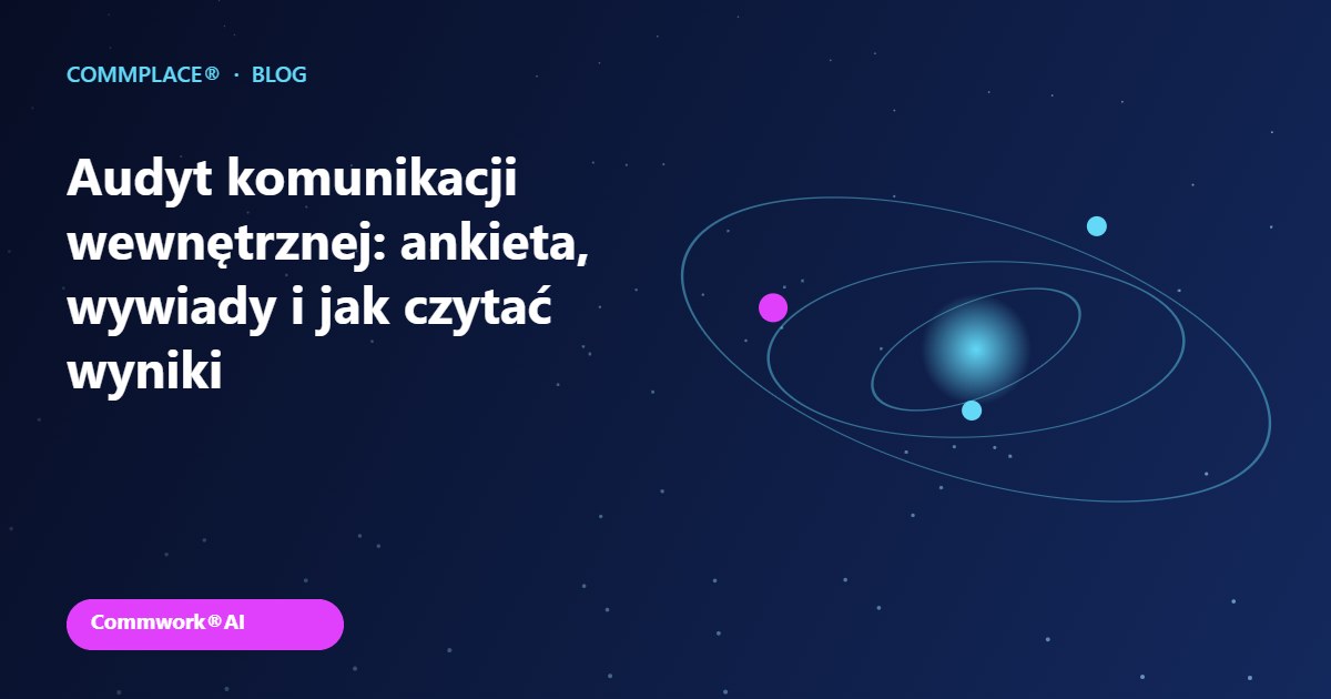 Audyt komunikacji wewnętrznej: ankieta, wywiady i jak czytać wyniki - grafika Commplace