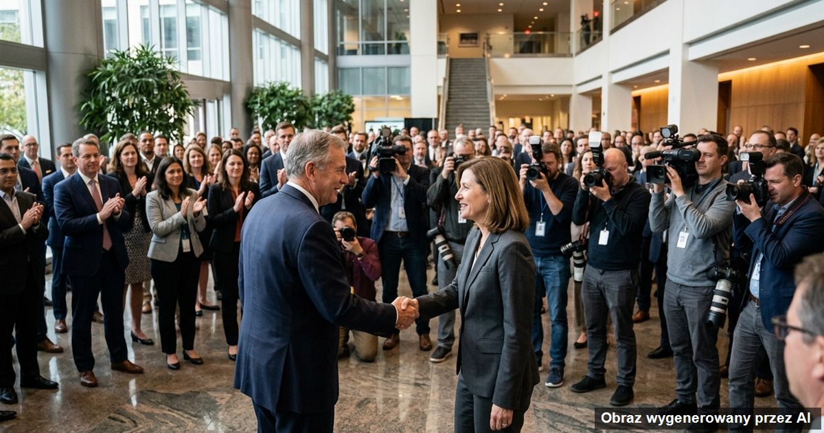 Komunikacja zmiany prezesa i przejęć (obraz wygenerowany przez AI)