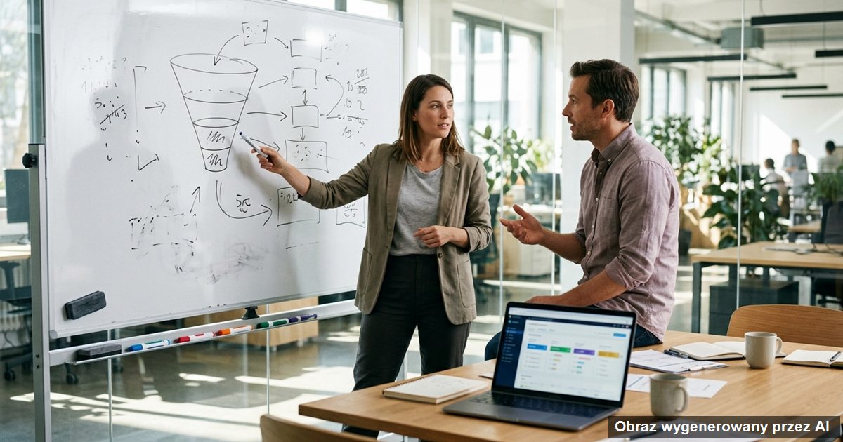 Lead generation B2B: kanały, koszt pozyskania zapytania i jak go liczyć (obraz wygenerowany przez AI)